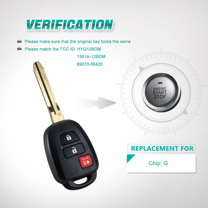 AUTO KEY MAX بديل لمفتاح دخول عن بُعد لطراز تويوتا بريوس C 2012 2013 2014 2015 2016 HYQ12BDM G شريحة، شفرة جديدة غير مقطوعة؛ بواسطة AutoKeyMax (1) - Image 4